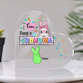 J'aime être une grand-mère - Plaque acrylique personnalisée en forme de cœur
